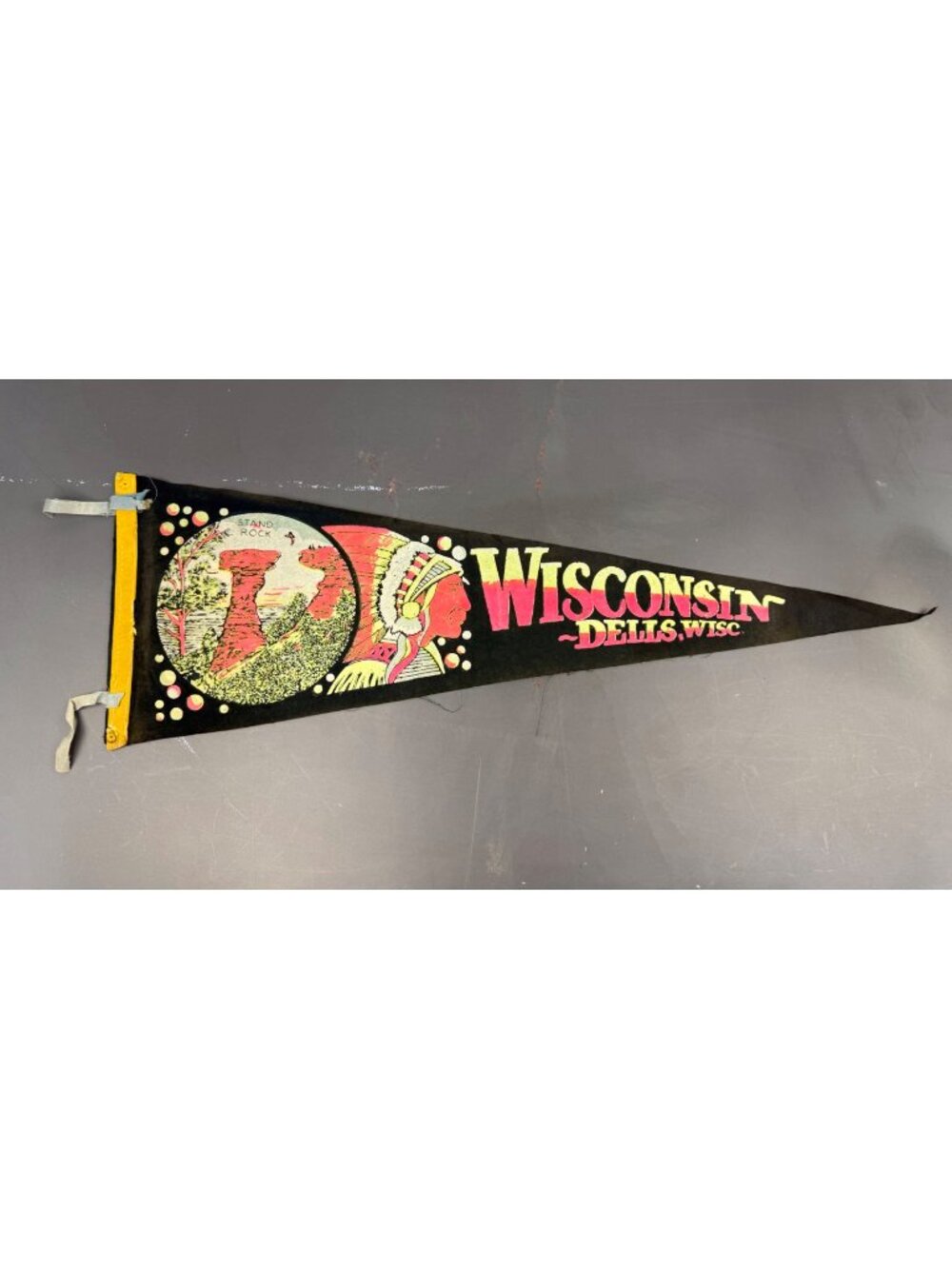 Vintage Wisconsin Dells, Wisconsin pennant damaged